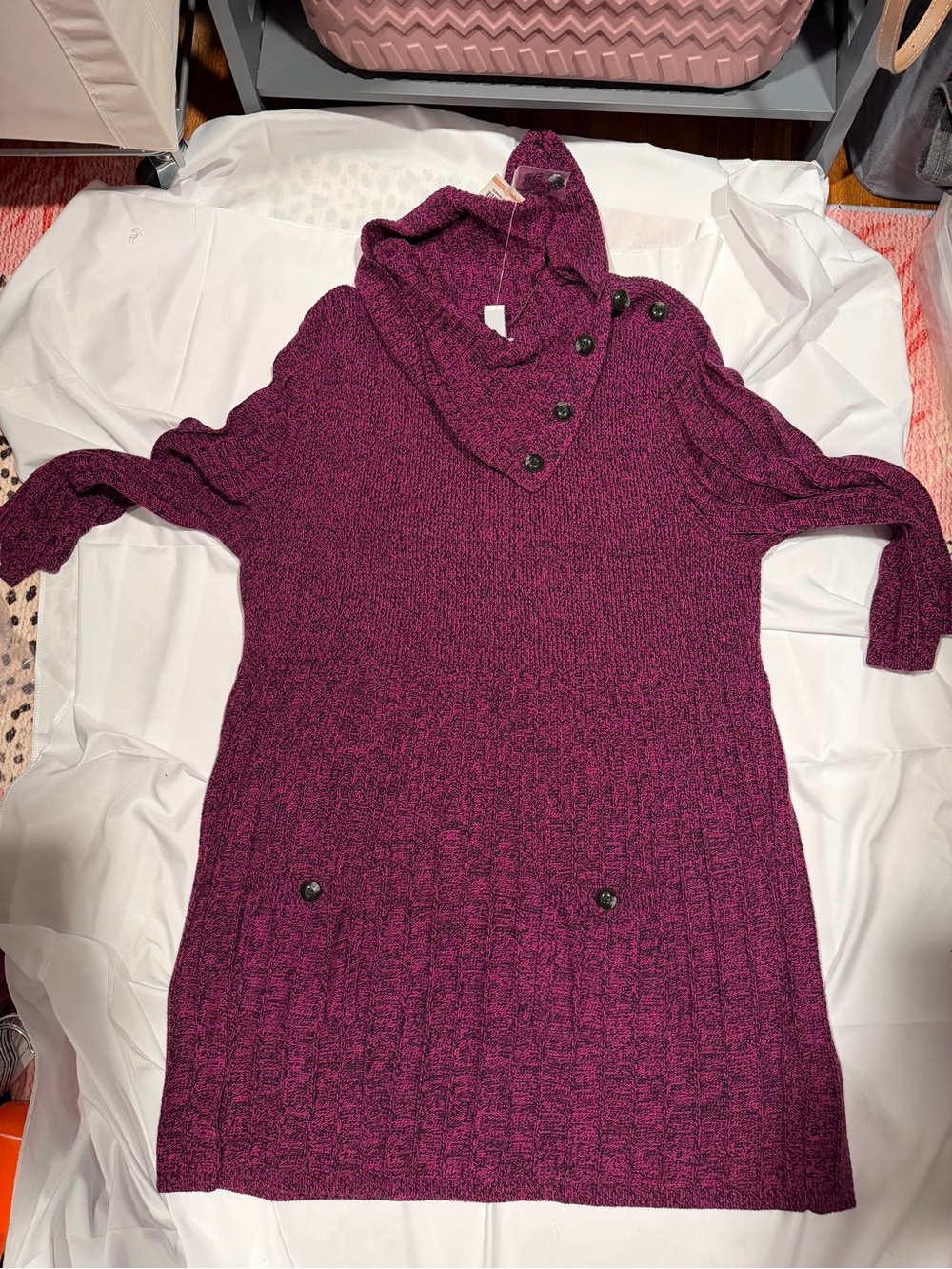 Boden Plum Button Cowl Tunic Sweater dress